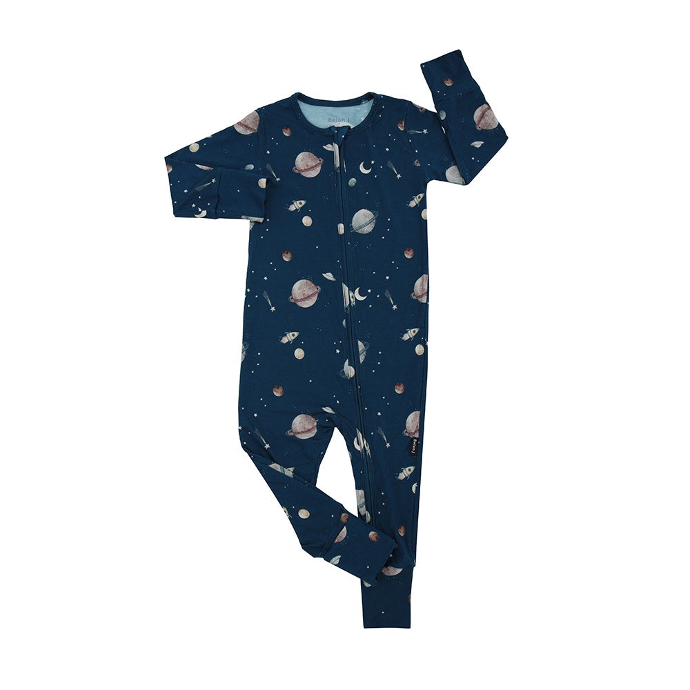 Footless Sleeper with Fold-over cuffs - Space