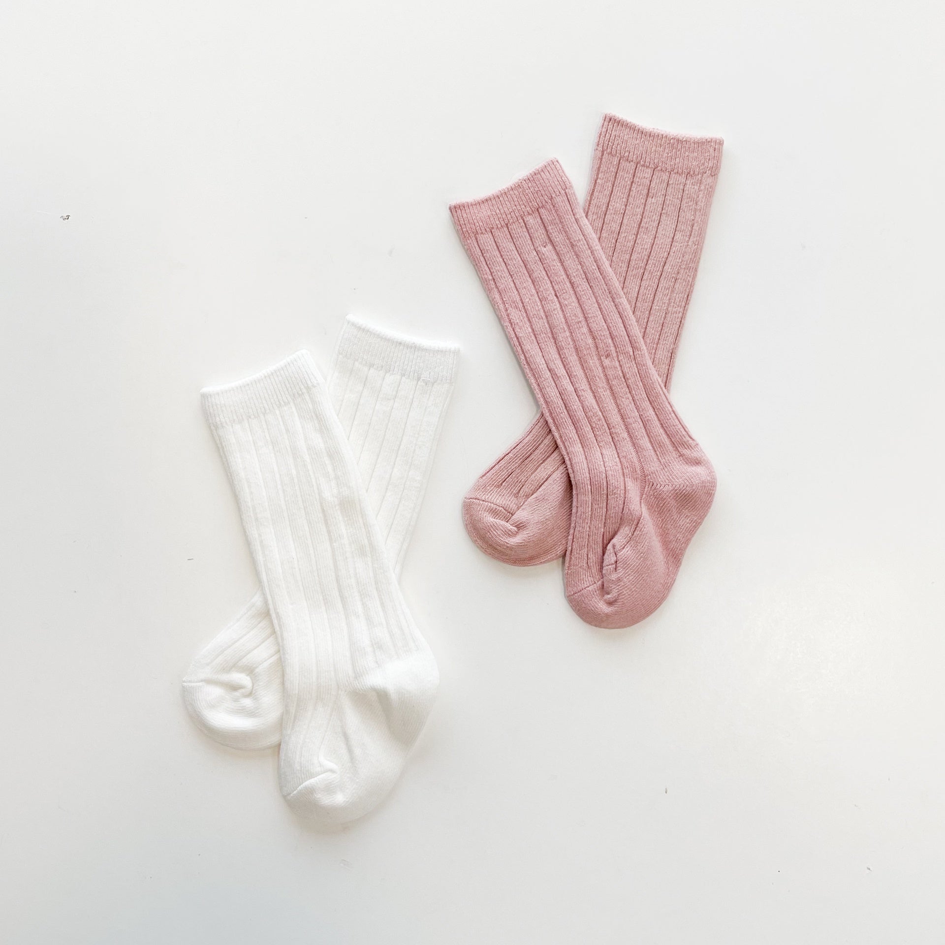 Knee High Socks 2Pack - Pink/White