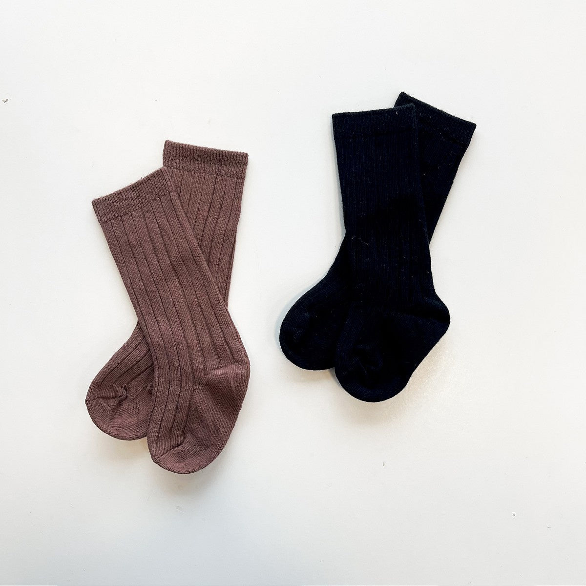 Knee High Socks 2Pack - Black/Coffee