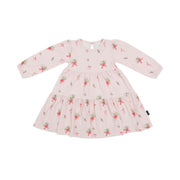 L/S Tiered Dress - Pink Bows