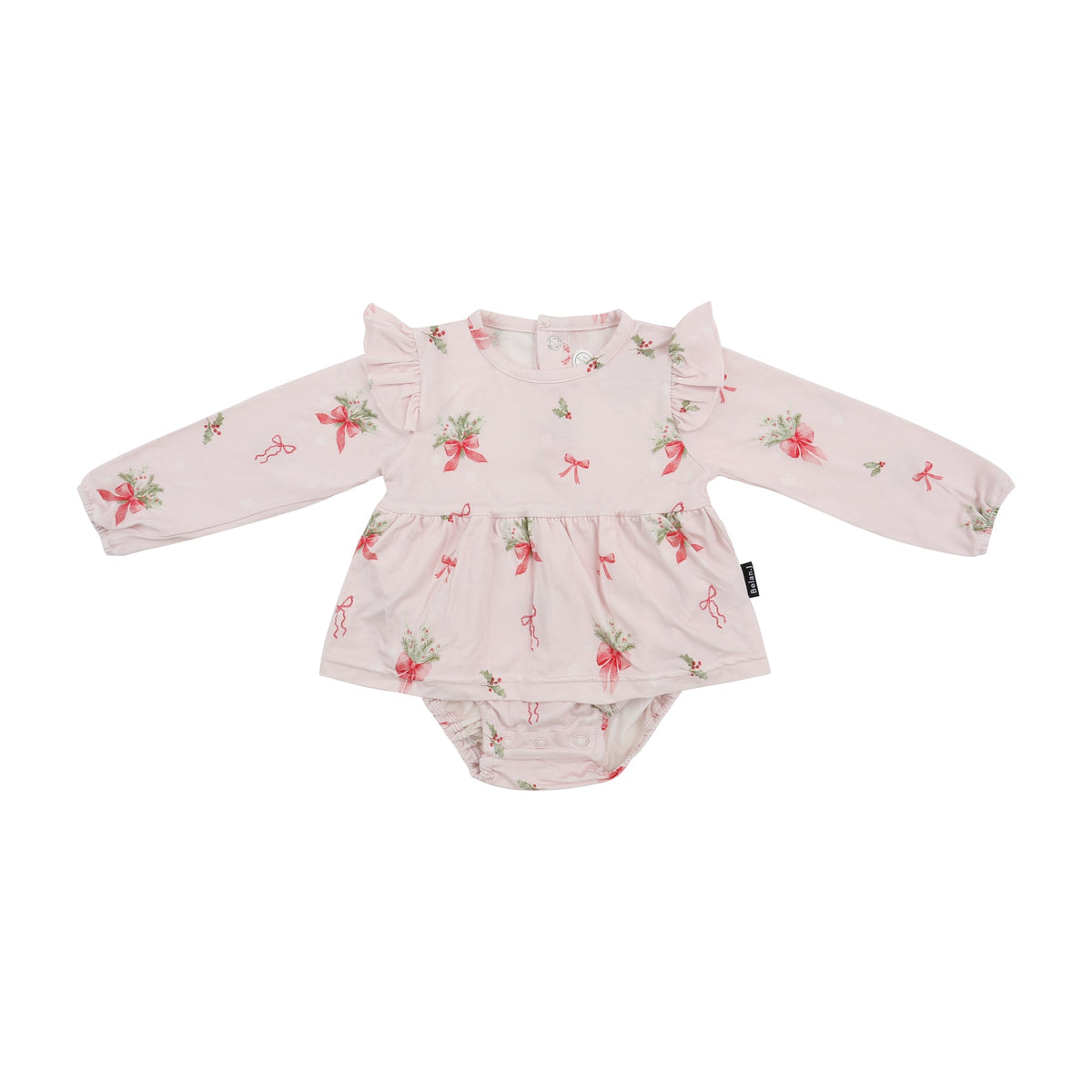 L/S Skirted Onesie - Pink Bows