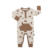L/S Pocket Romper - Christmas Train (w/ Hazel trim)