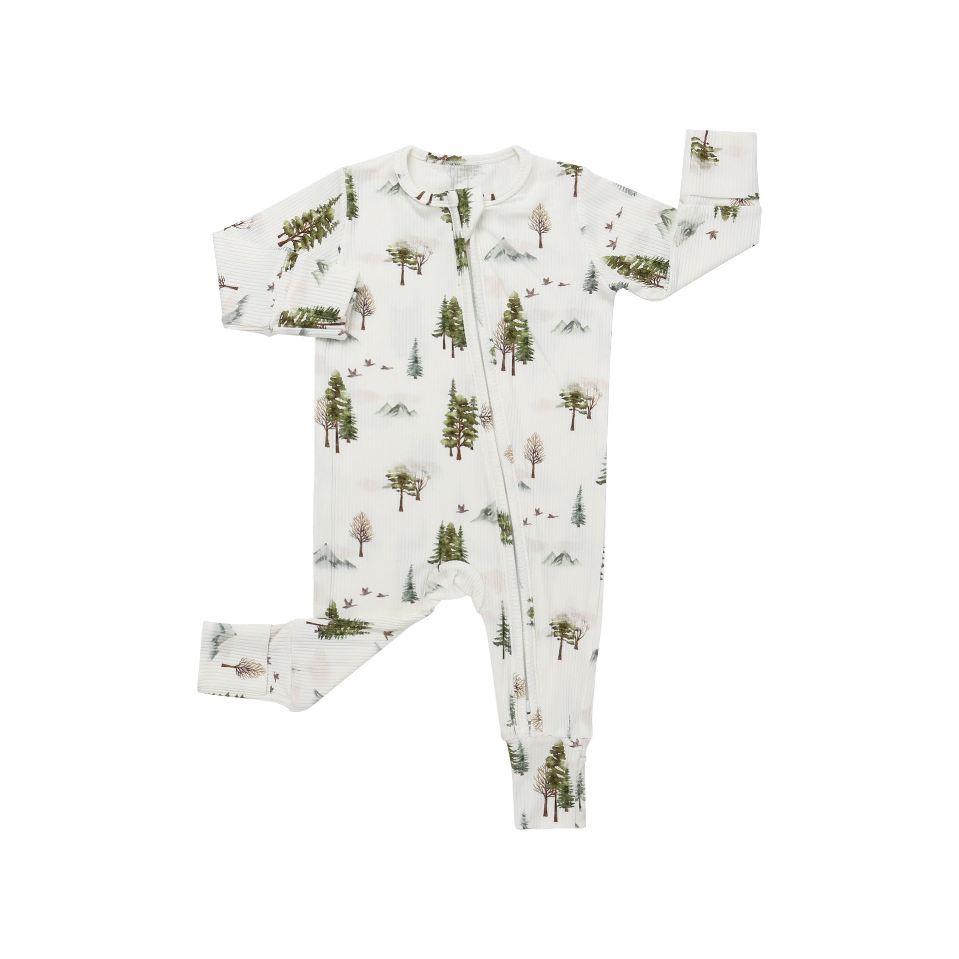 Ribbed Bamboo Footless Sleeper - Misty Forest