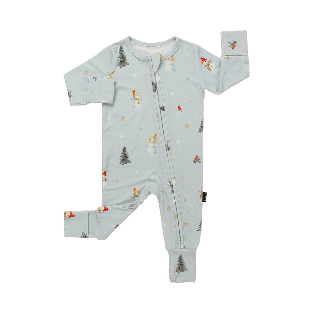 Footless Zipper Sleeper - Snowmen