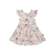 Ruffled Sleeves Twirl Dress - Floral Bliss