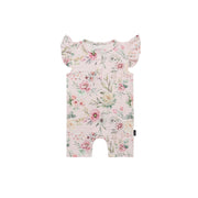 Ruffled Sleeves Shortall Romper - Floral Bliss