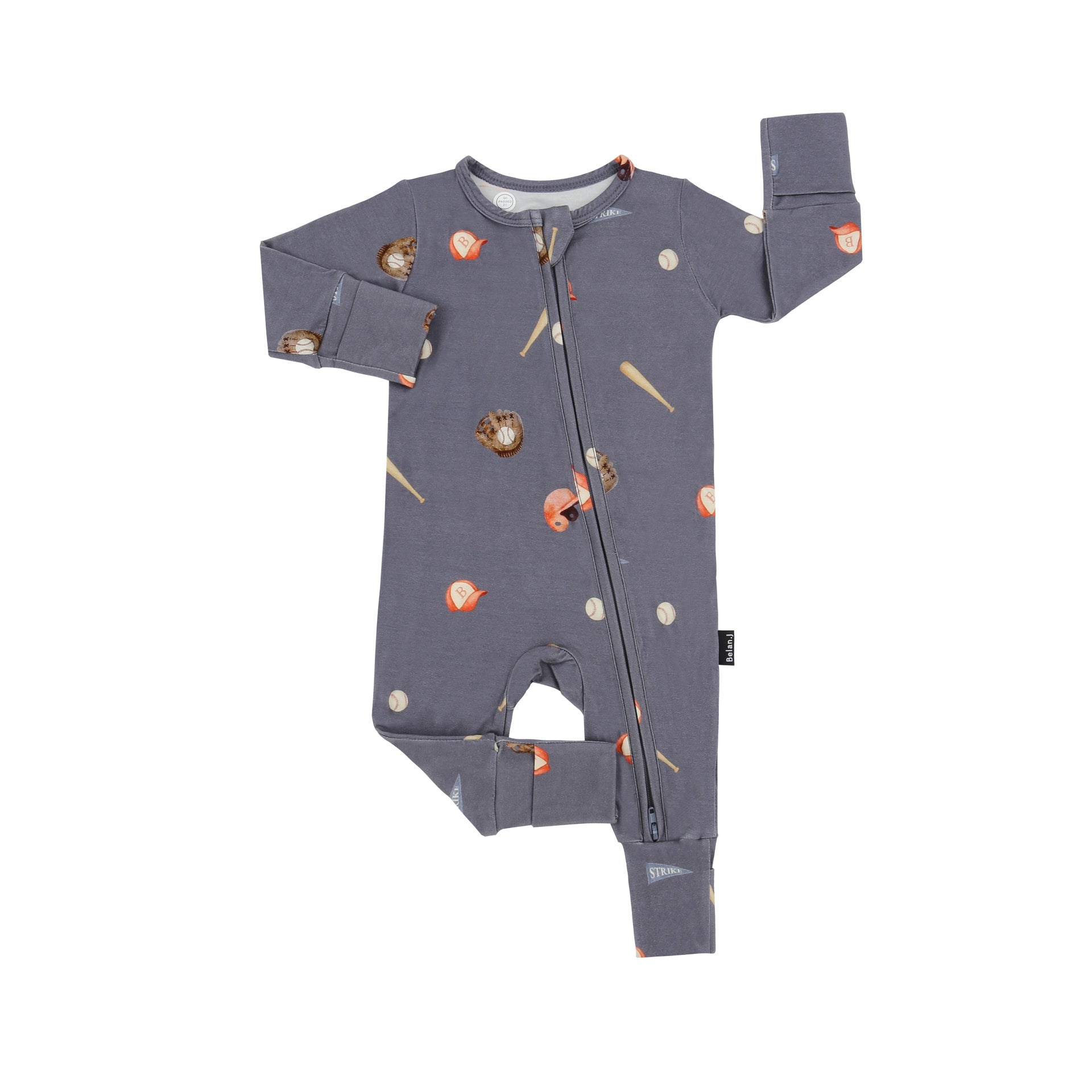 Footless Zipper Sleeper - Baseball