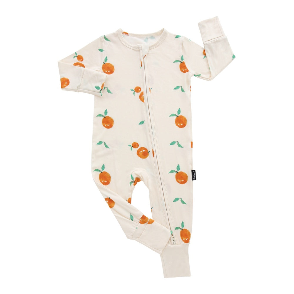Footless Sleeper with Fold-Over Cuffs - Clementines