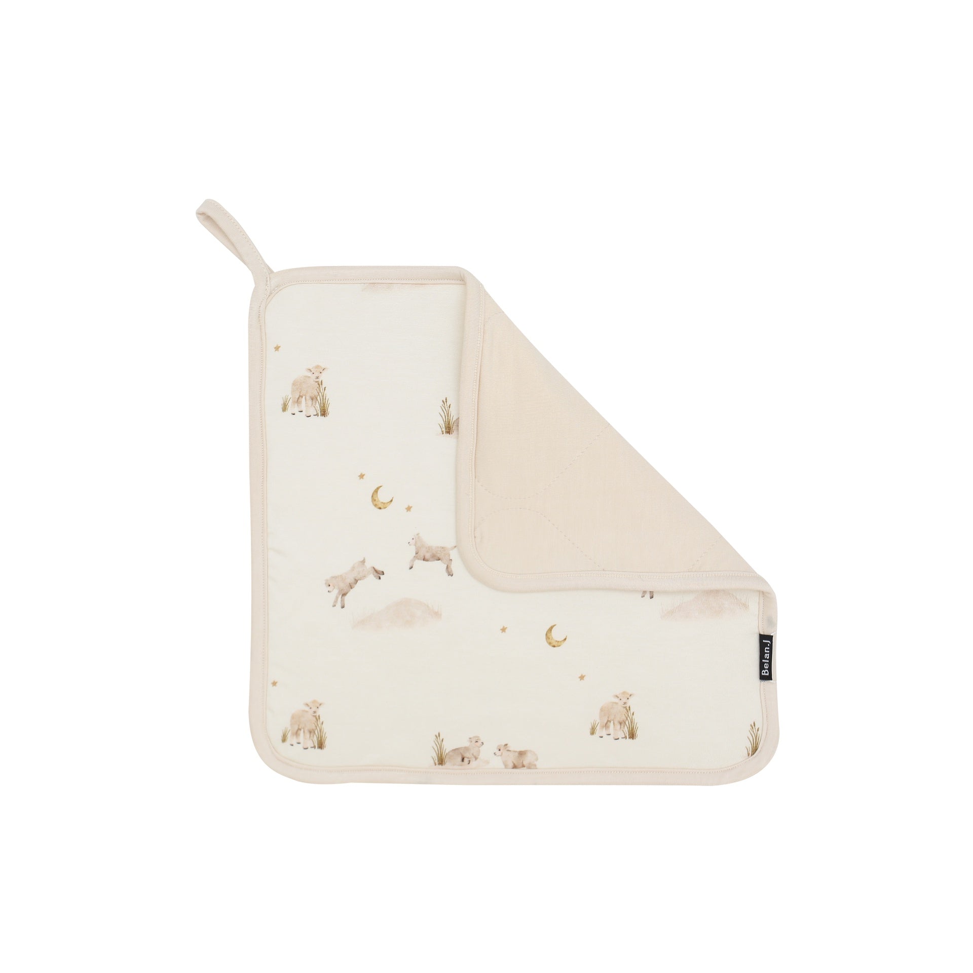 2 Layers Lovey - Little Lambs / White with Wooden Teether