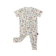 S/S Zipper Romper - Spring Meadow