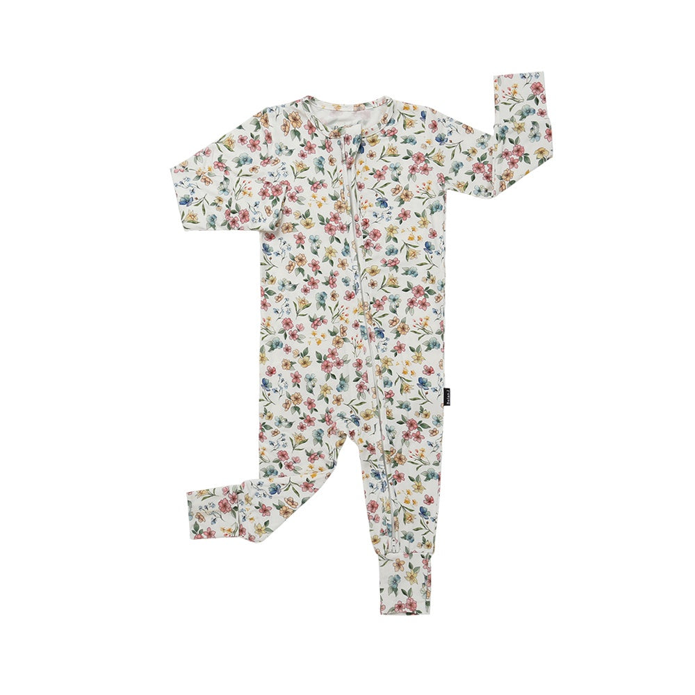 Footless Sleeper with Fold-over Cuffs - Spring Meadow