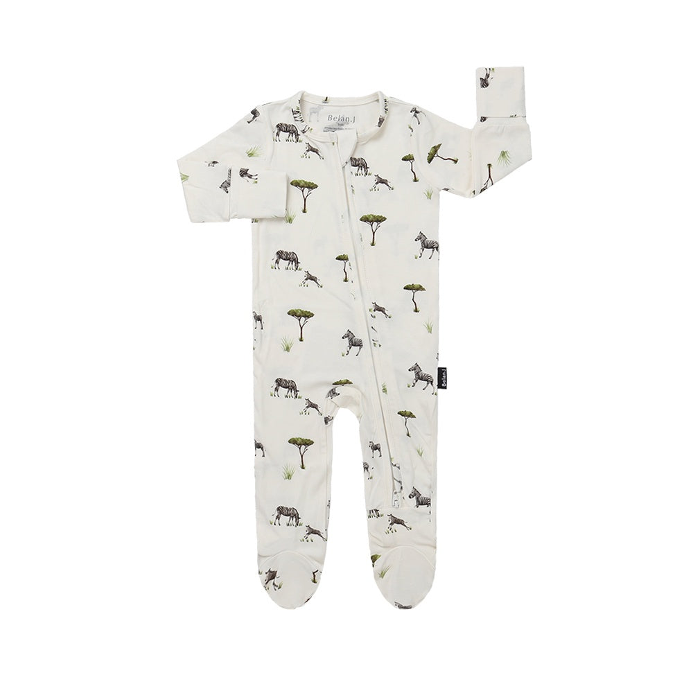 Footed Zipper Sleeper - Zebras