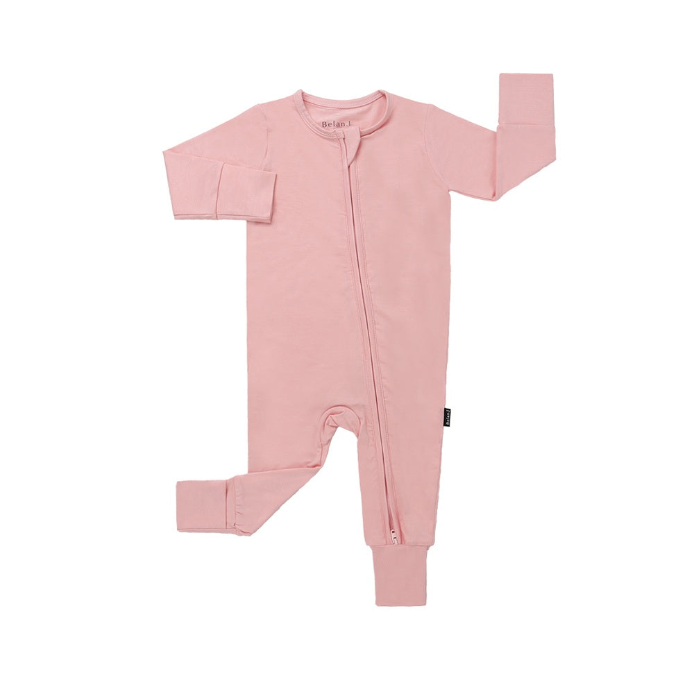Footless Sleeper with Fold-over Cuffs - Crystal Rose