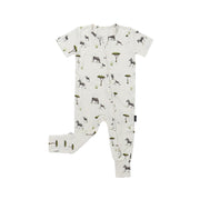 S/S Zipper Romper - Zebras