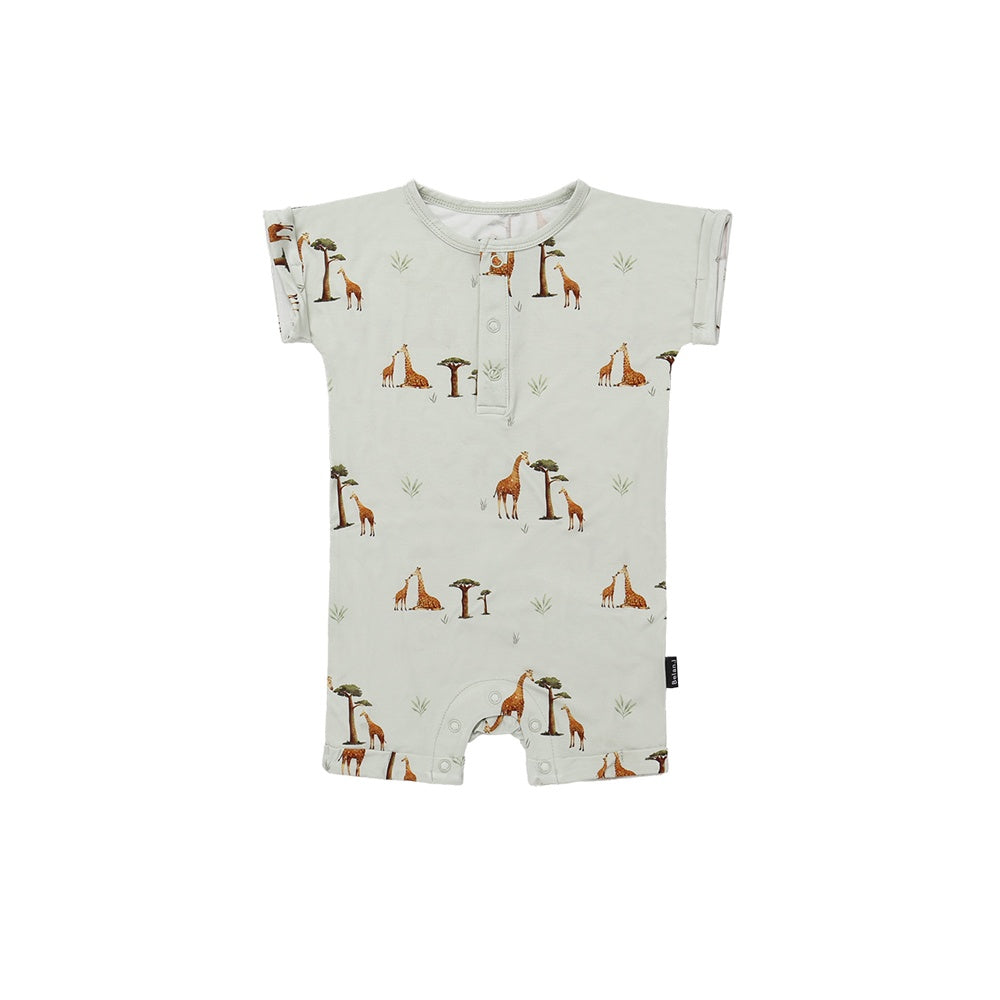 S/S Shortall Romper - Giraffes