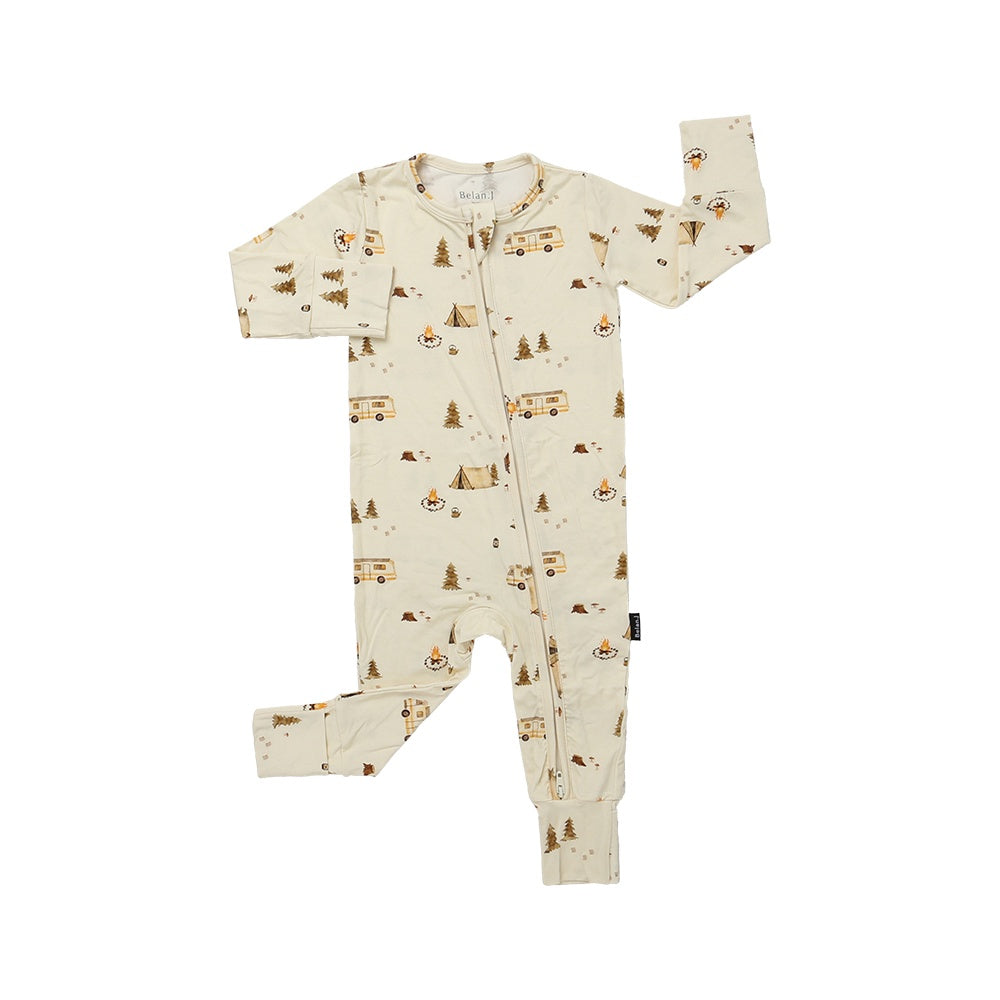 Footless Sleeper with Fold-over Cuffs - Day Camp