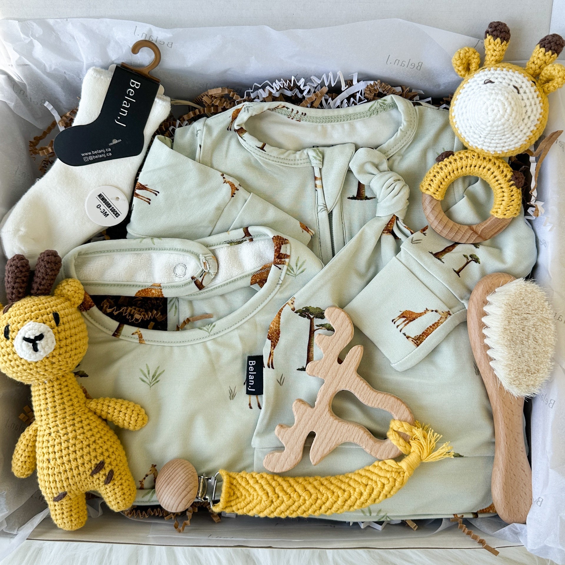 Baby Gift Box - Giraffes (Newborn Footed Sleeper)