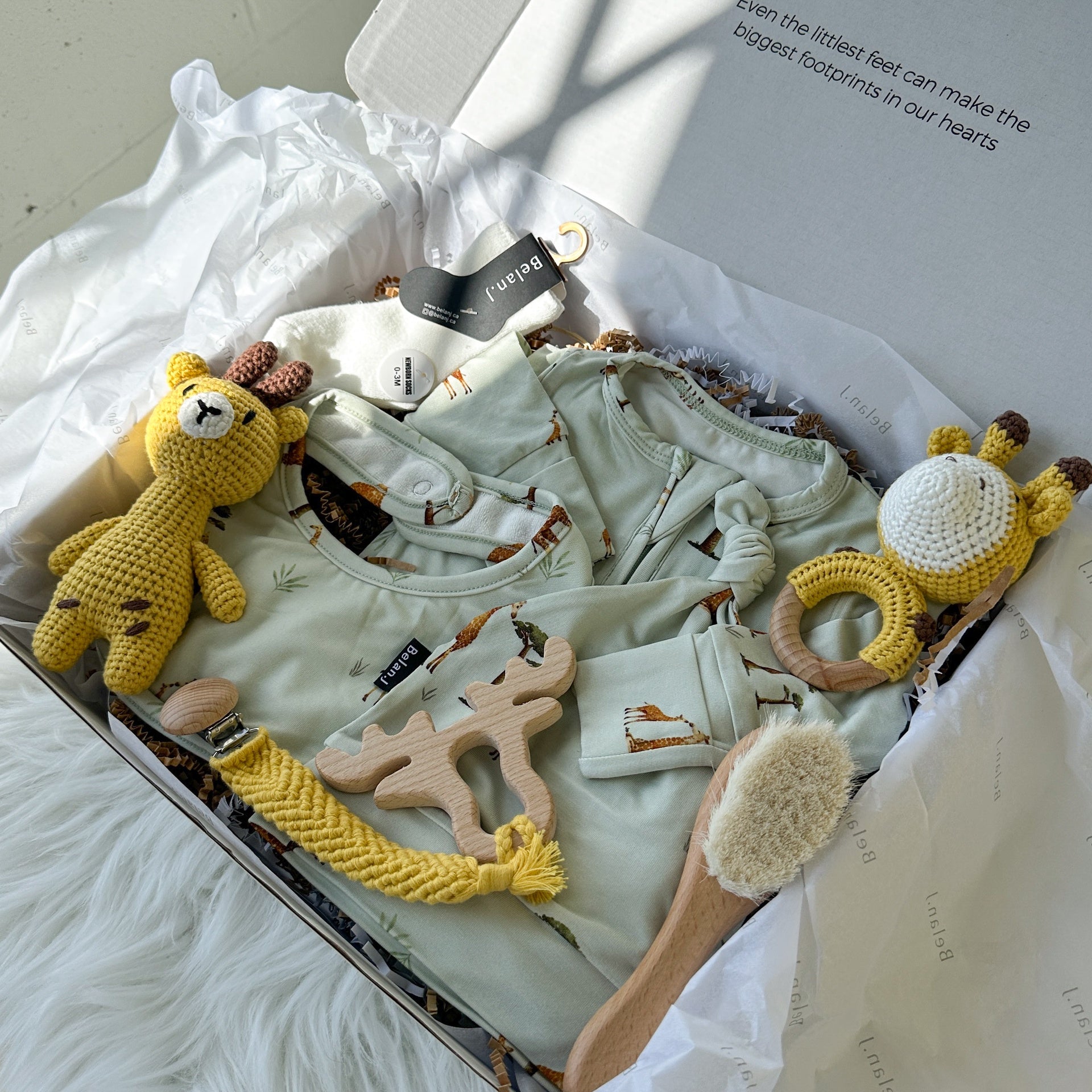 Baby Gift Box - Giraffes (Newborn Footed Sleeper)