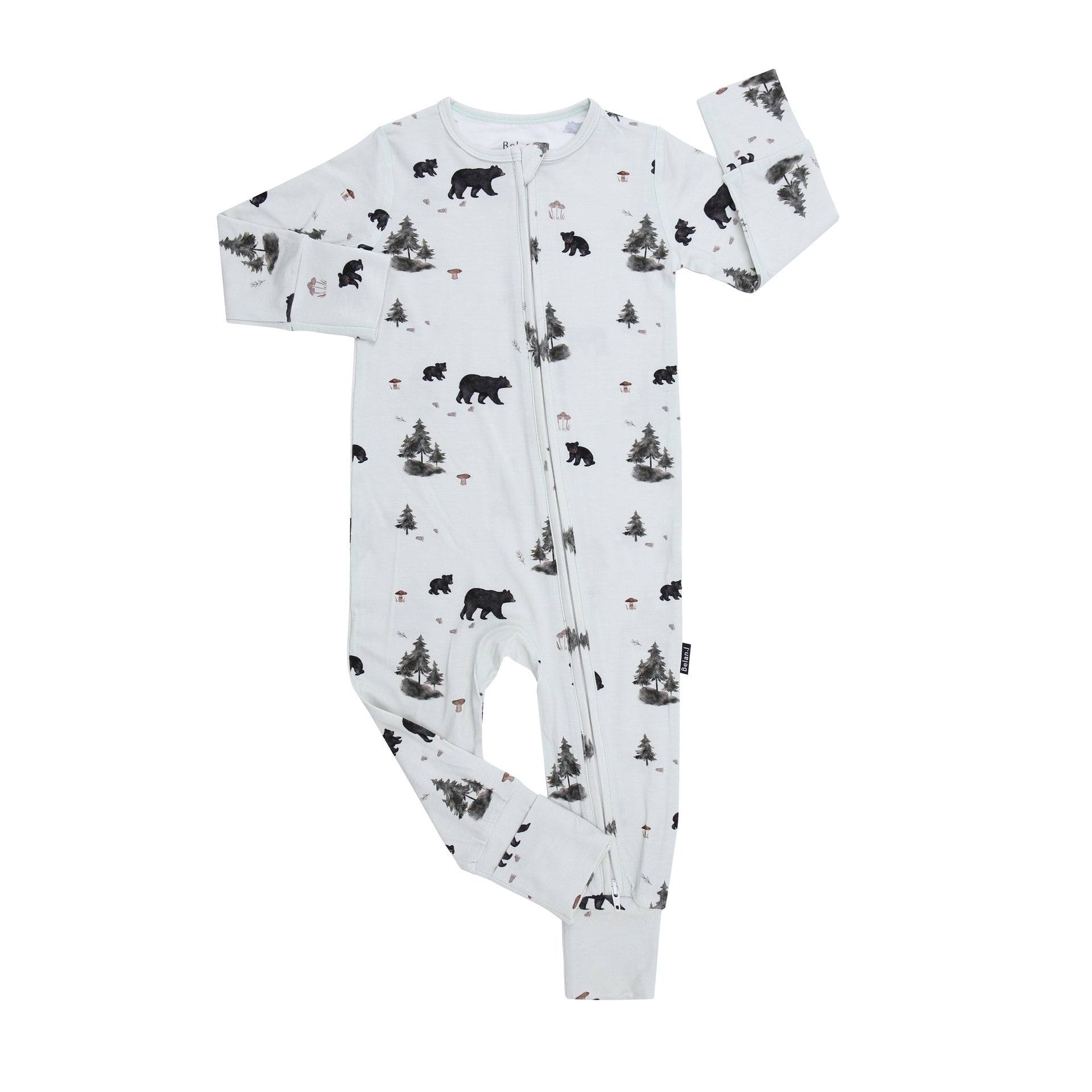 Footless Sleeper with Fold-Over Cuffs - Black Bears (FW23)