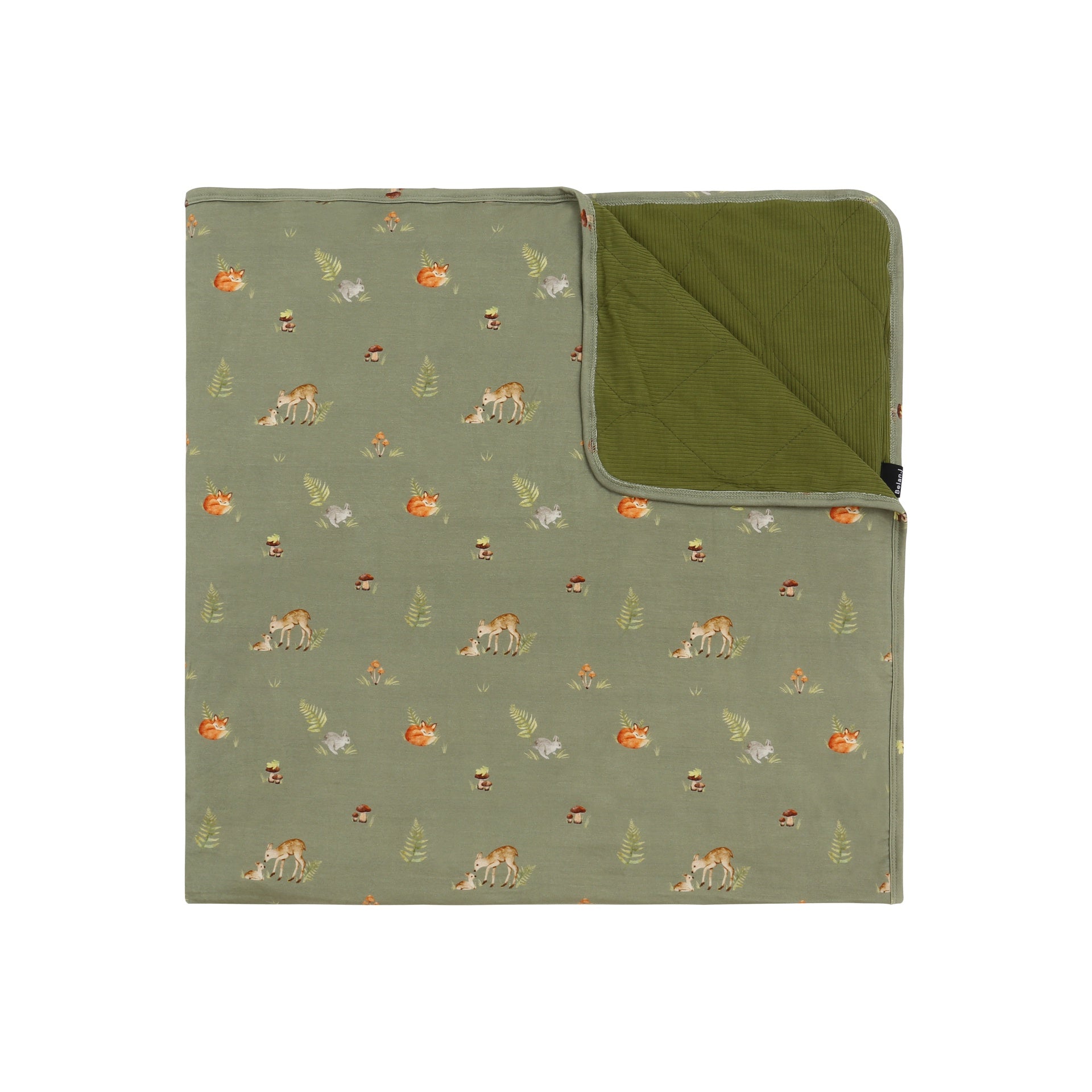 1.0 TOG Child Blanket - Forest Friends / Ribbed Olive Green