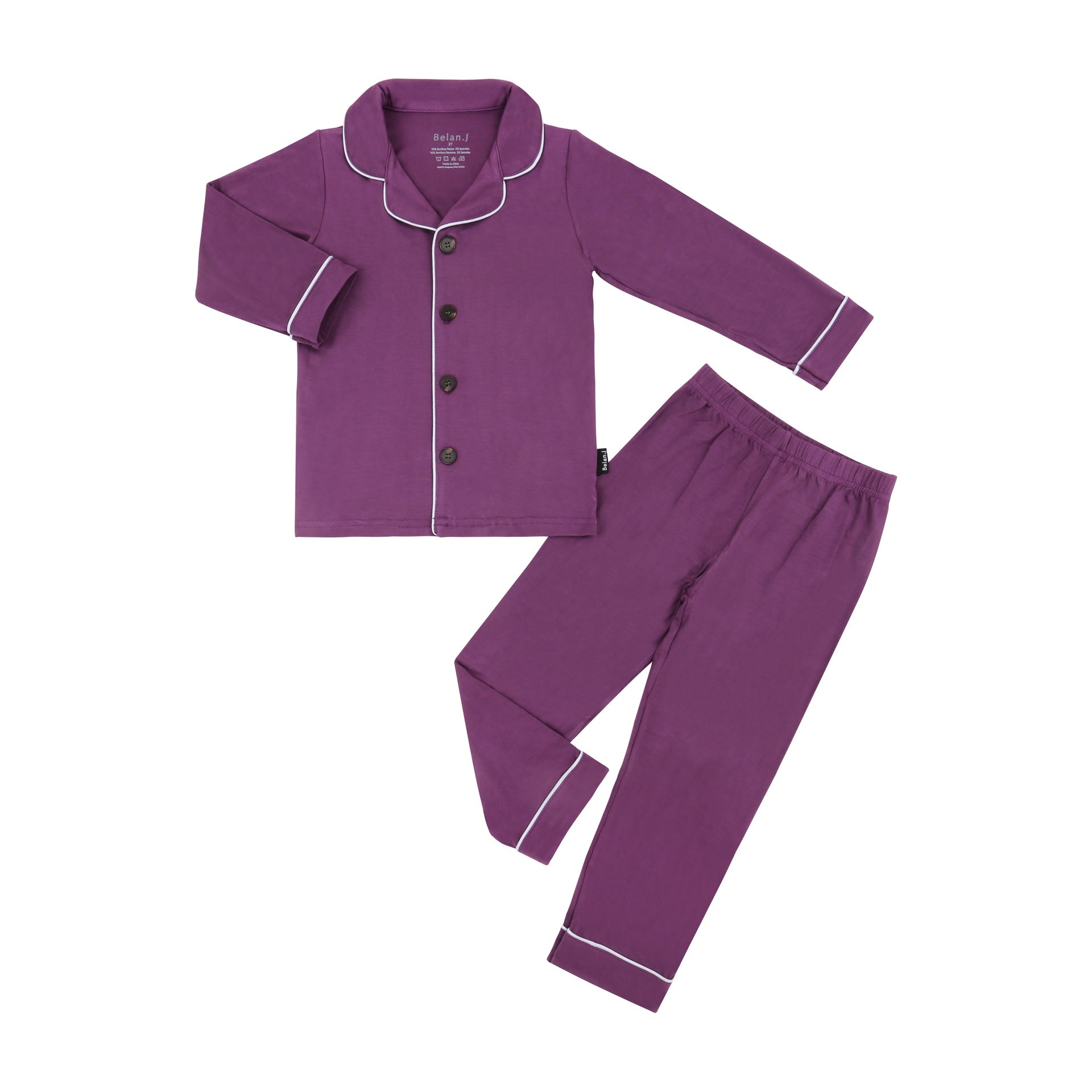 Kids Classic L/S PJ Set - Deep Plum
