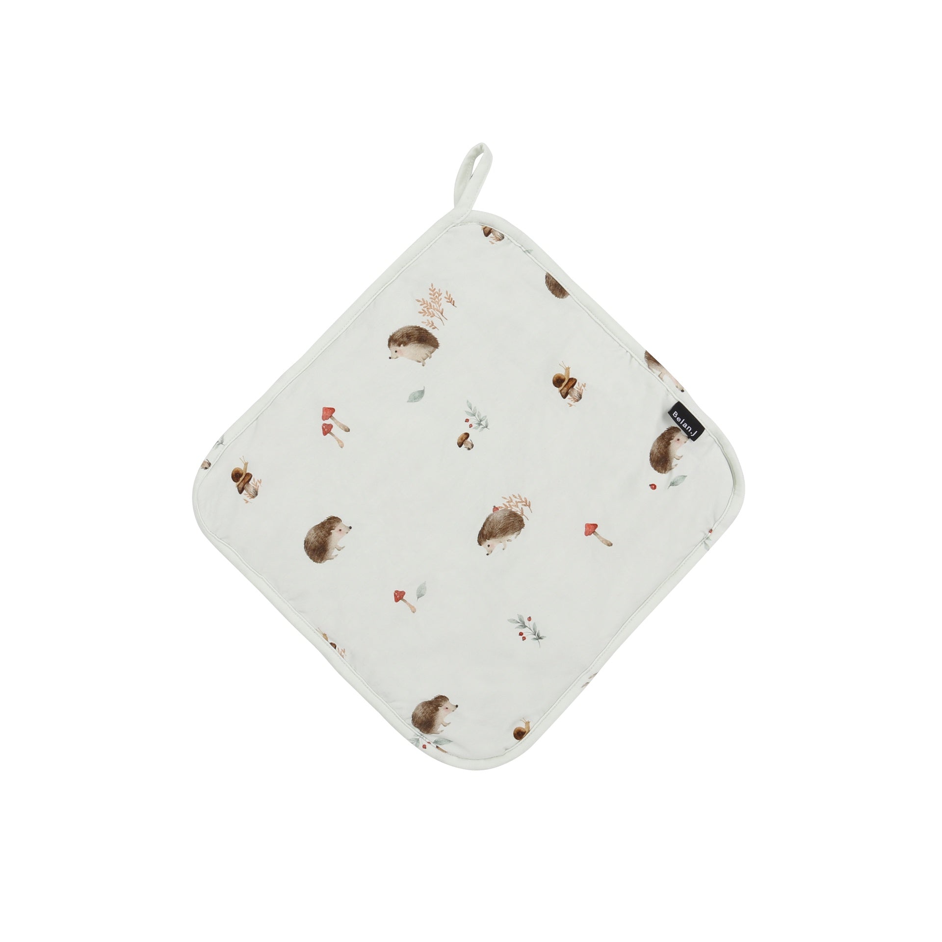 Quilted Lovey (w/ Wooden Teether) - Hedgehogs / Hazel