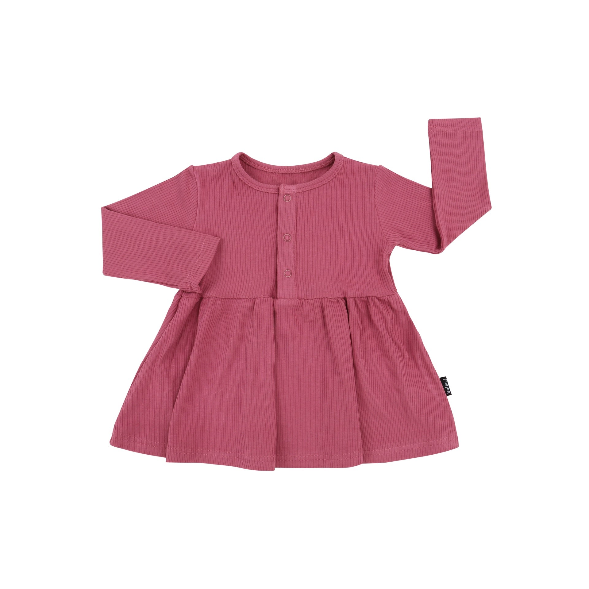 Ribbed Bamboo Peplum Dress - Rosewood