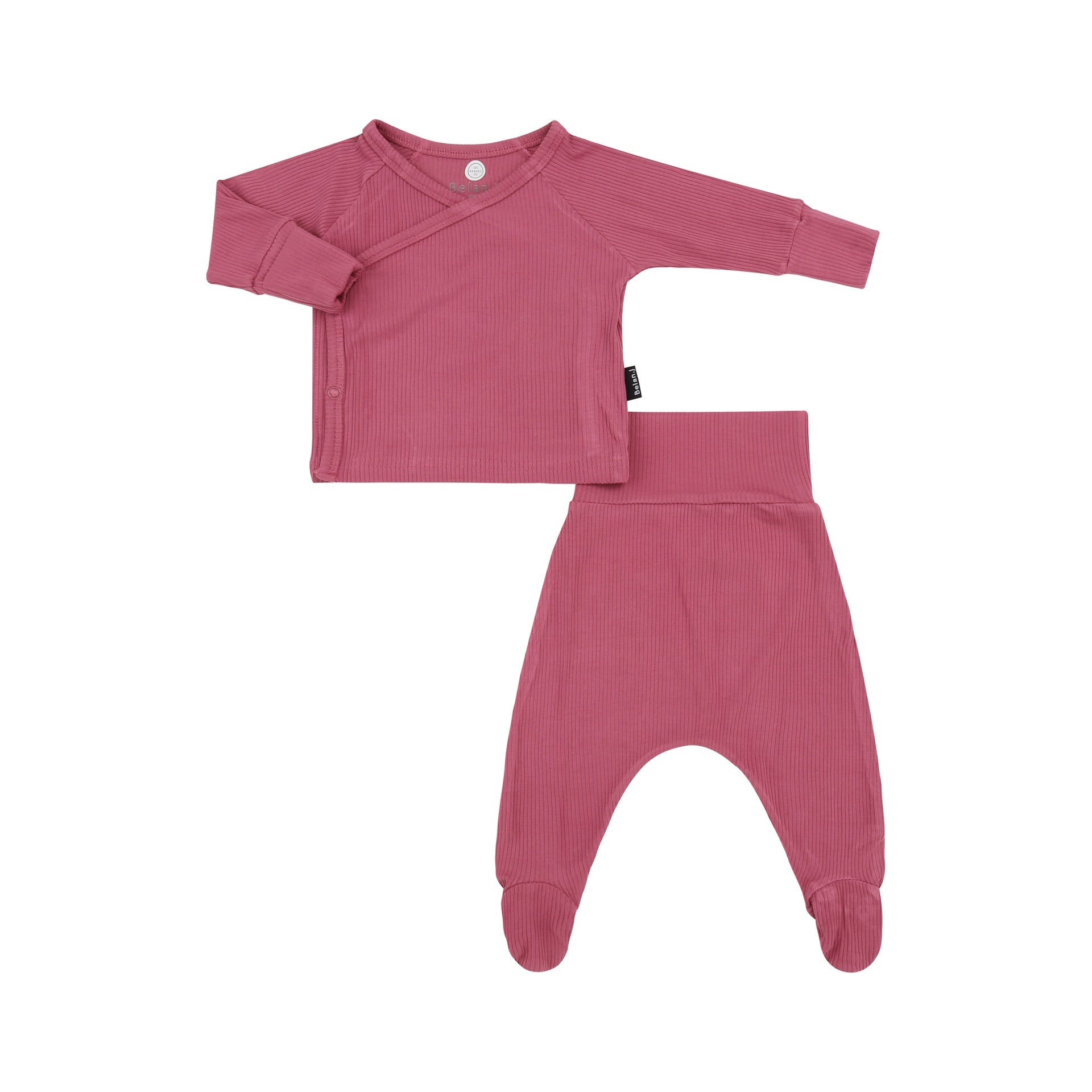 Ribbed Bamboo Take Me Home Kimono Set - Rosewood