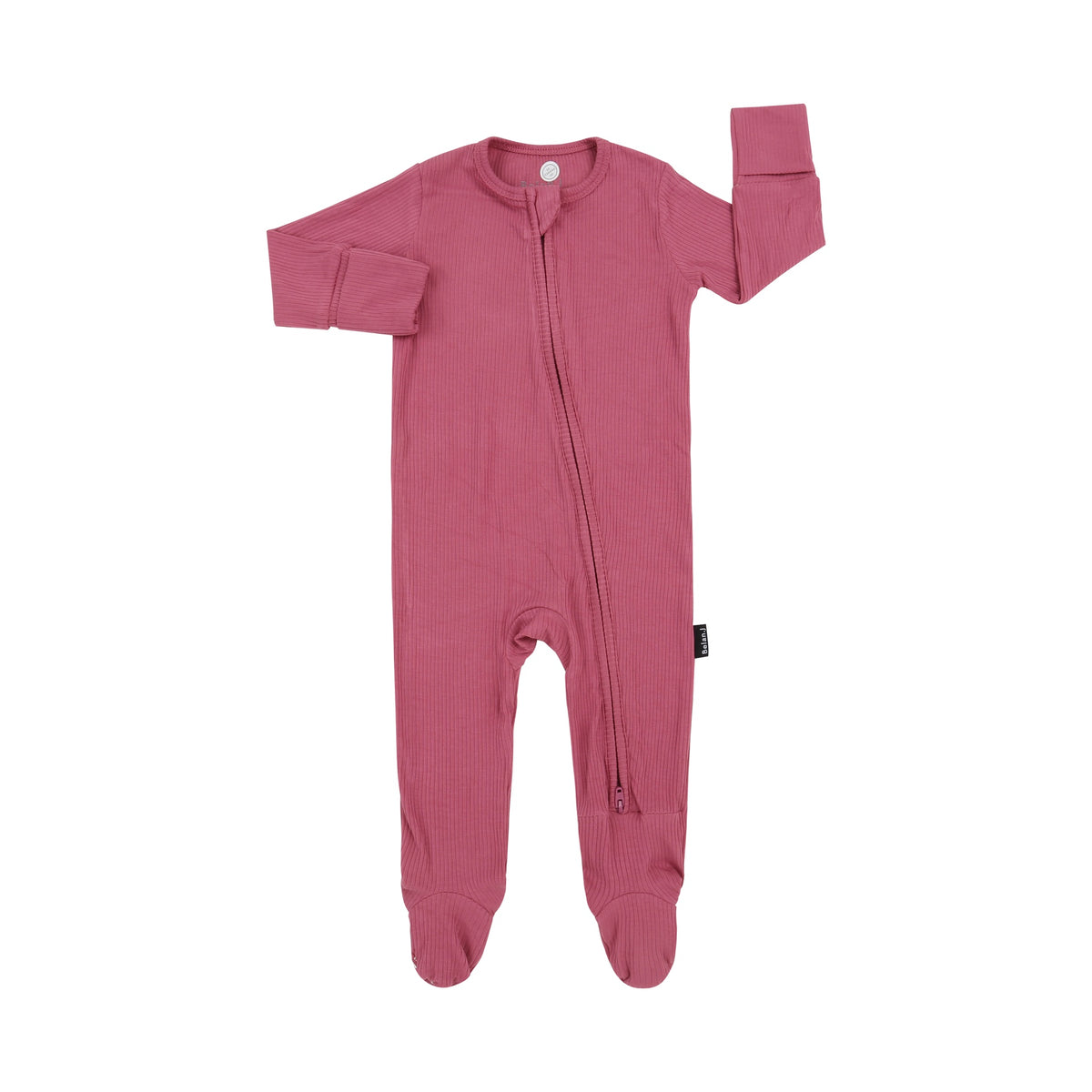 Ribbed Bamboo Footed Zipper Sleeper - Rosewood
