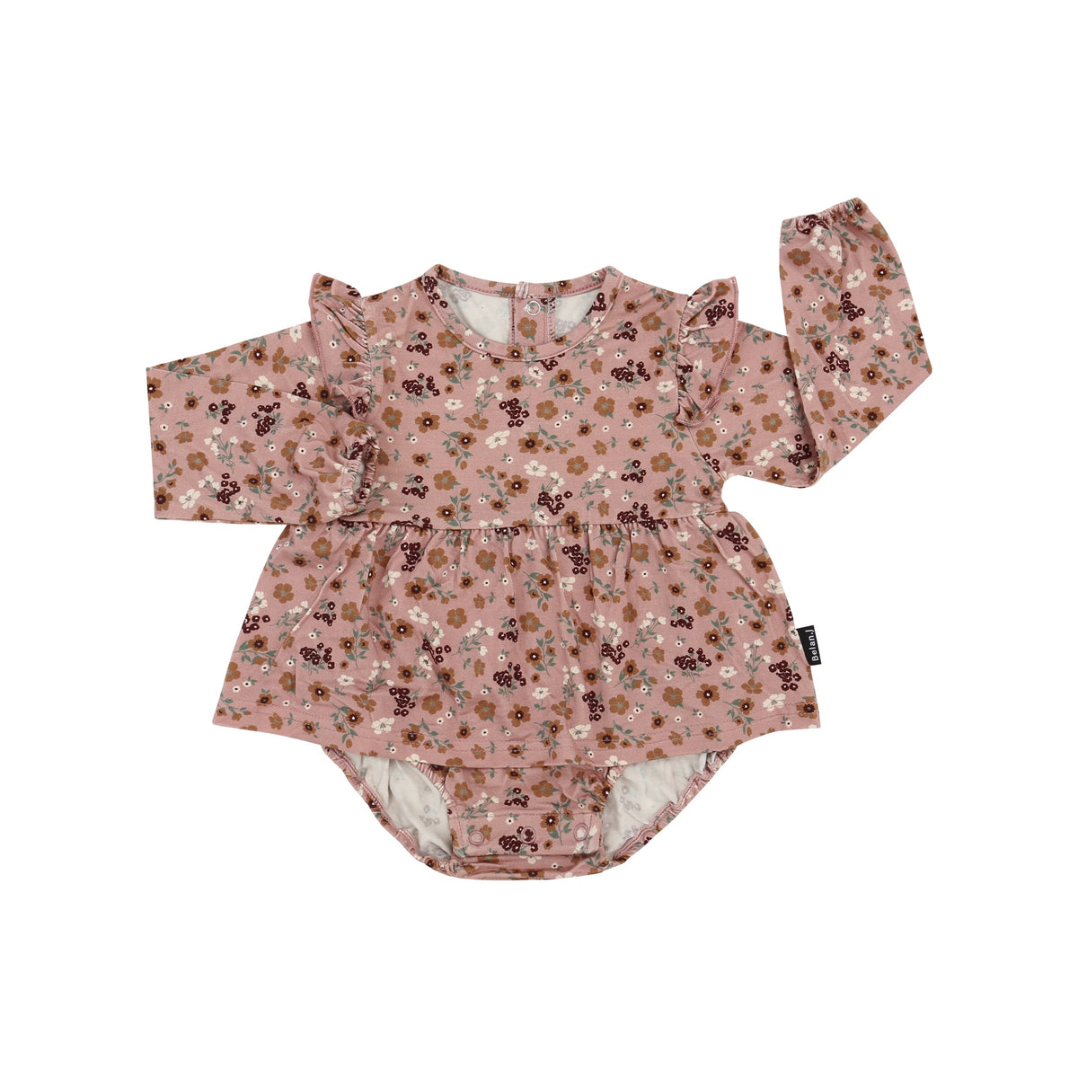 L/S Skirted Onesie - Velvet Garden