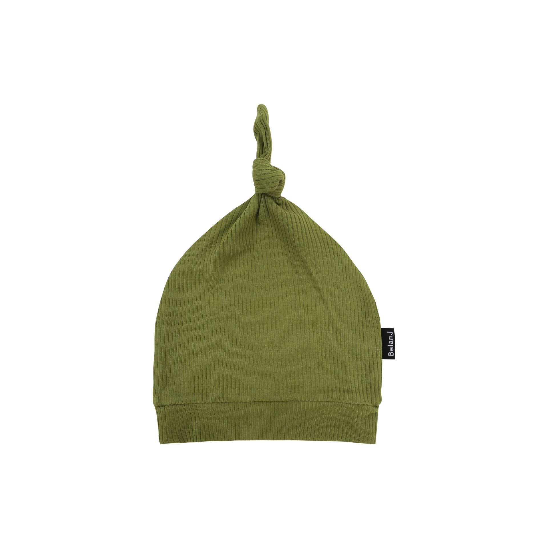 Ribbed Bamboo Knotted Hat - Olive Green