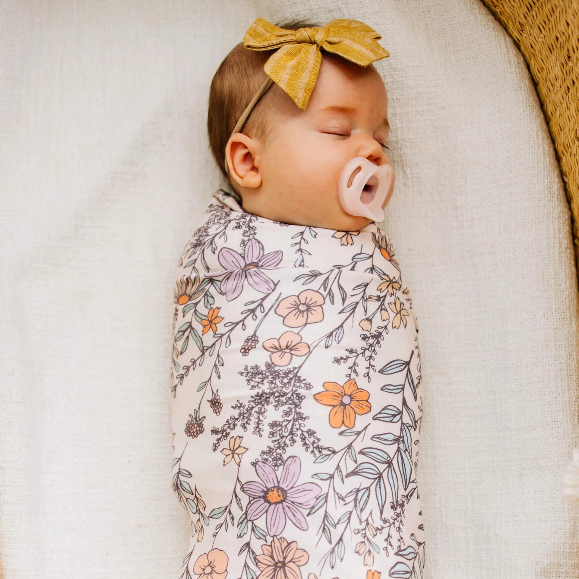 Copper Pearl Knit Swaddle Blanket - Flora