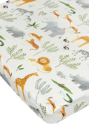 Loulou Lollipop Muslin Fitted Crib Sheet - Safari