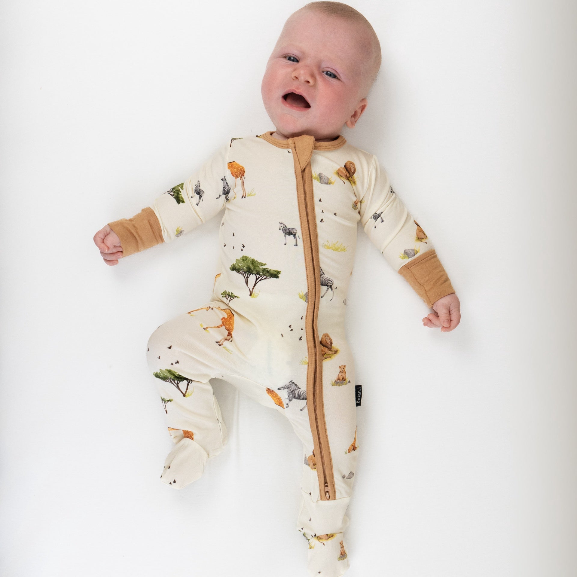 Footed Zipper Sleeper - Safari