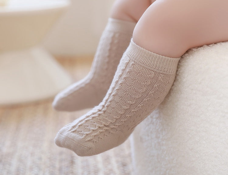 Textured Cotton Crew Socks (3pk) - Pink / Cream / Oat