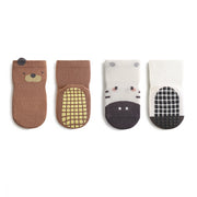 Cozy Non-Slip Socks (2 pack) - Zebra / Bear