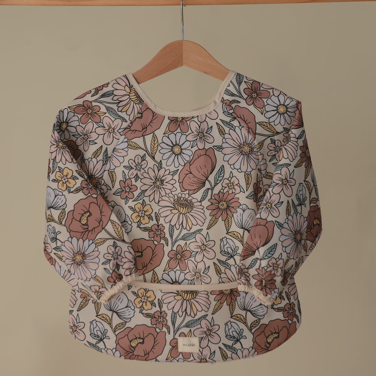 Mushie Long Sleeve Bib - Retro Flowers