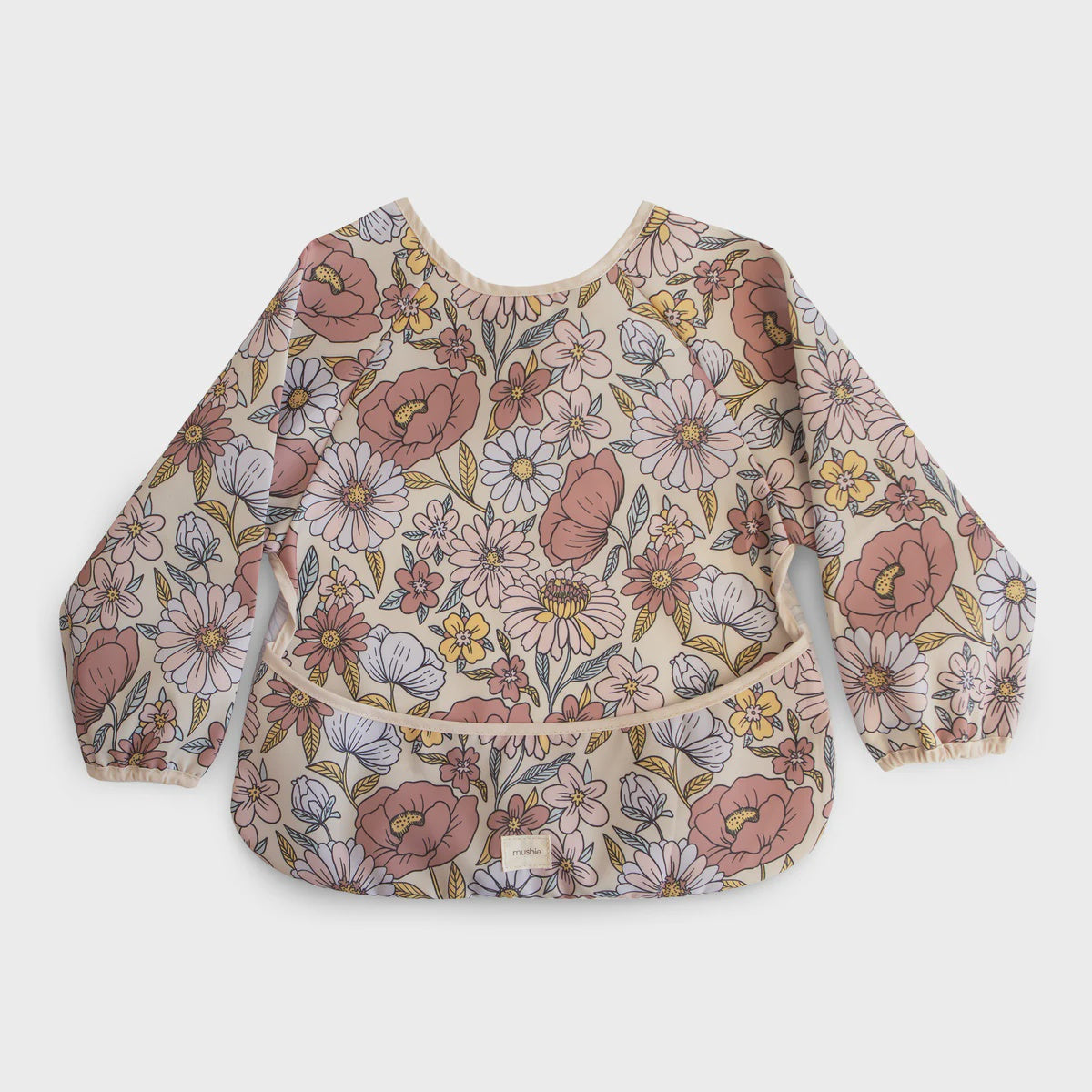 Mushie Long Sleeve Bib - Retro Flowers