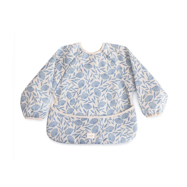 Mushie Long Sleeve Bib - Blue Flowers
