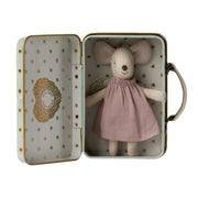 Maileg Little Sister Angel Mouse in Suitcase