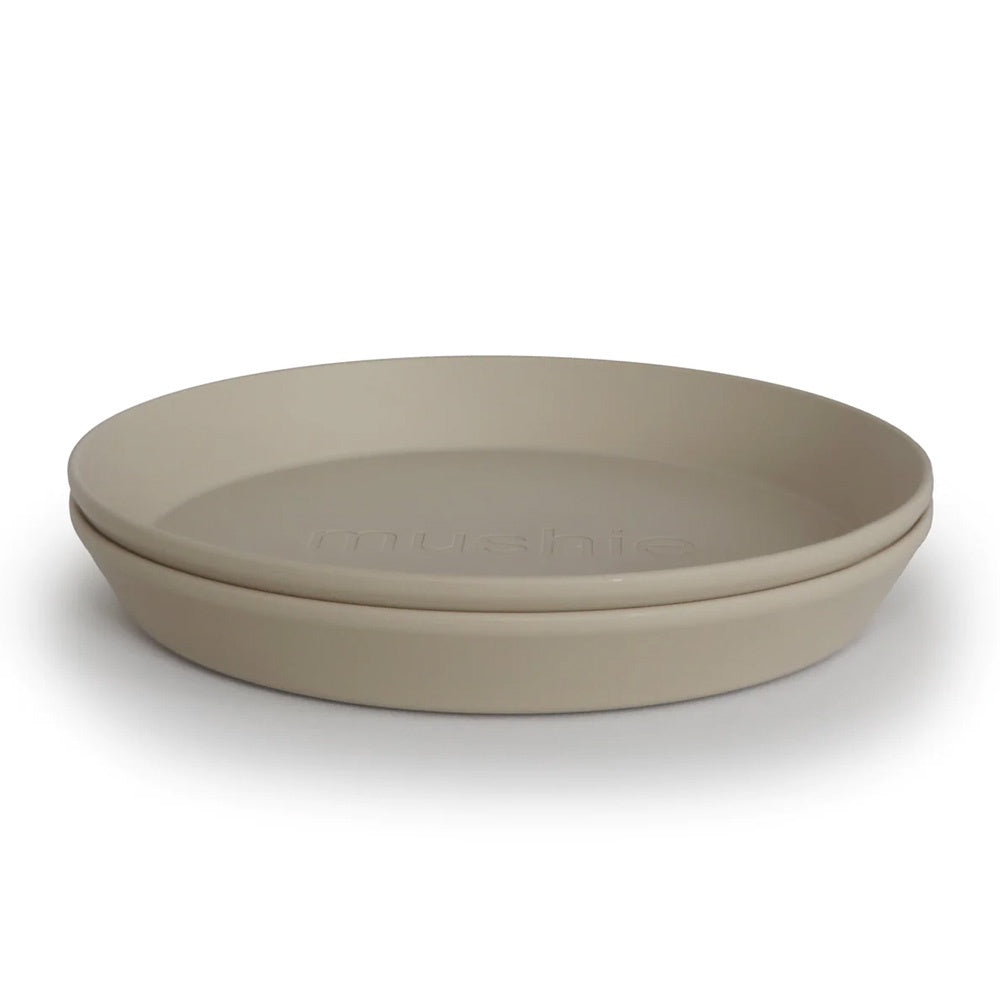 Mushie Round Dinnerware Plates Set Of 2 - Vanilla