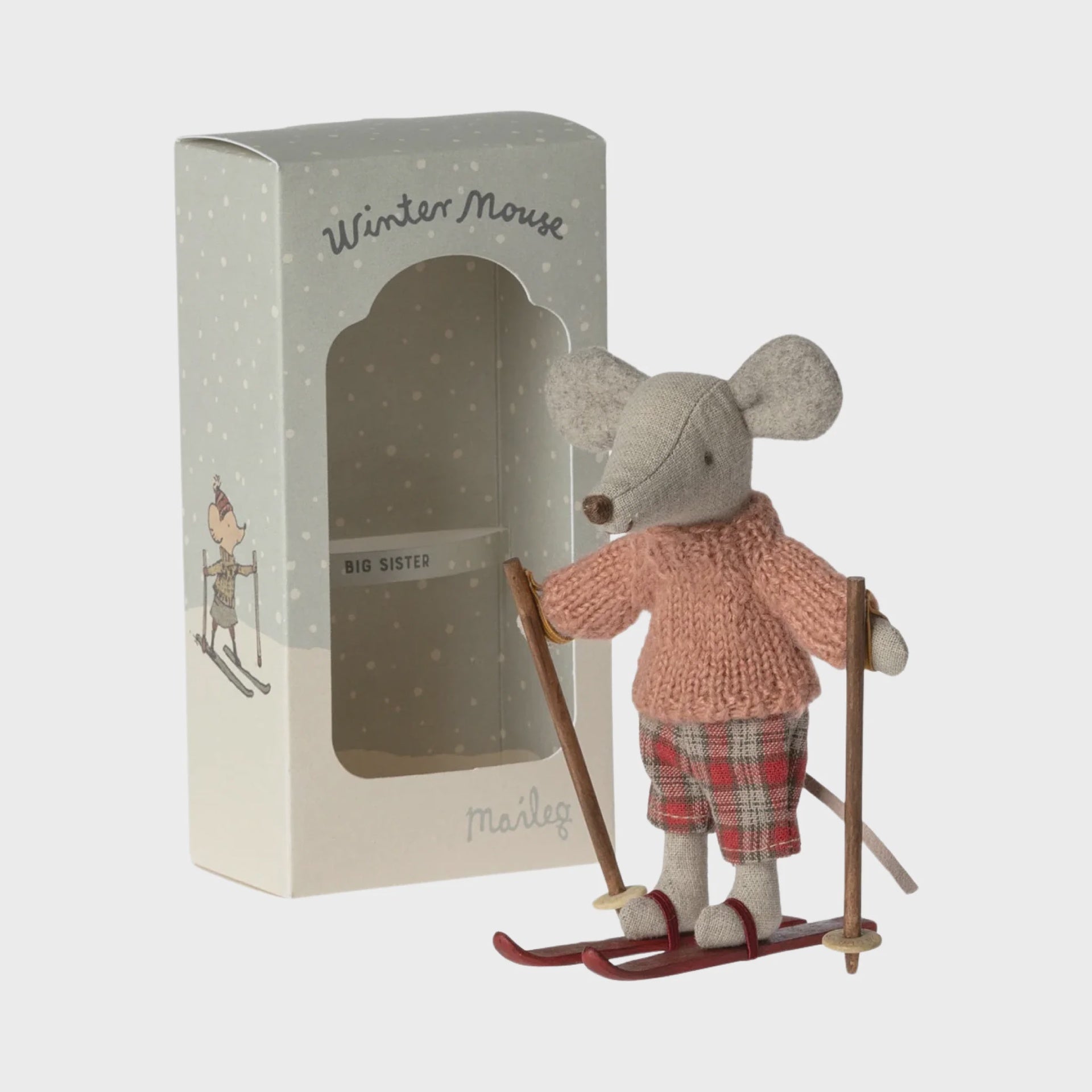 Maileg Winter Mouse with Ski Set Big Sister