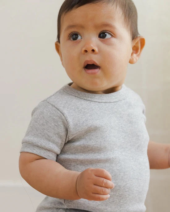 Quincy Mae Ribbed Shortie Set - Dusty Blue