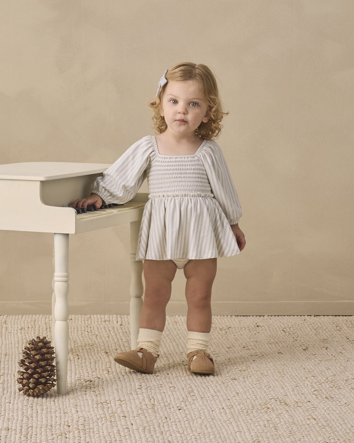 Quincy Mae Lainey Romper - Cloud Stripe