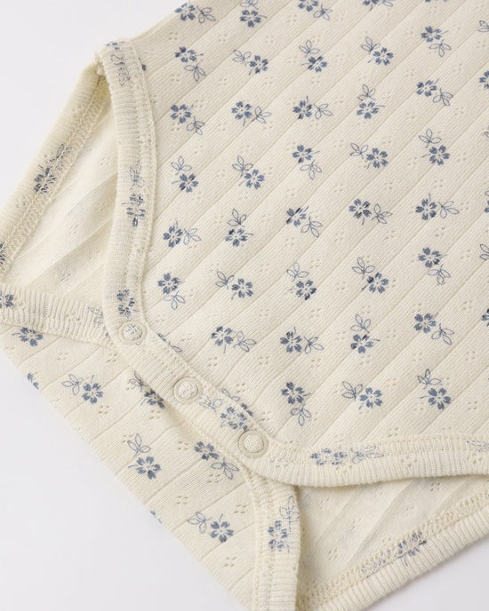 Rylee + Cru Ruffle Collar Bodysuit - Blue Ditsy