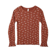 Rylee + Cru Ribbed Long Sleeve Top - Ruby Ditsy
