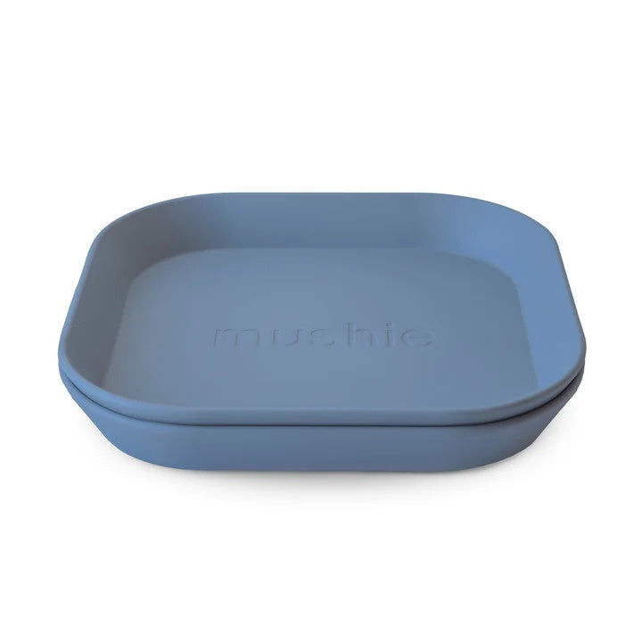 Mushie Square Dinnerware Plates Set Of 2 - Twilight Blue
