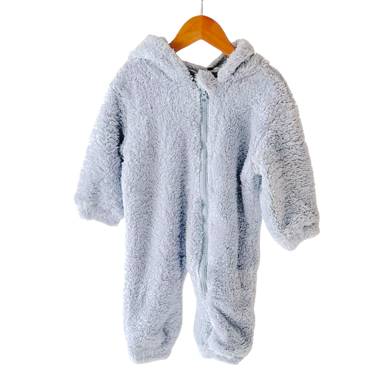 Fuzzy Fleece Hooded Jumpsuit - Misty Bear