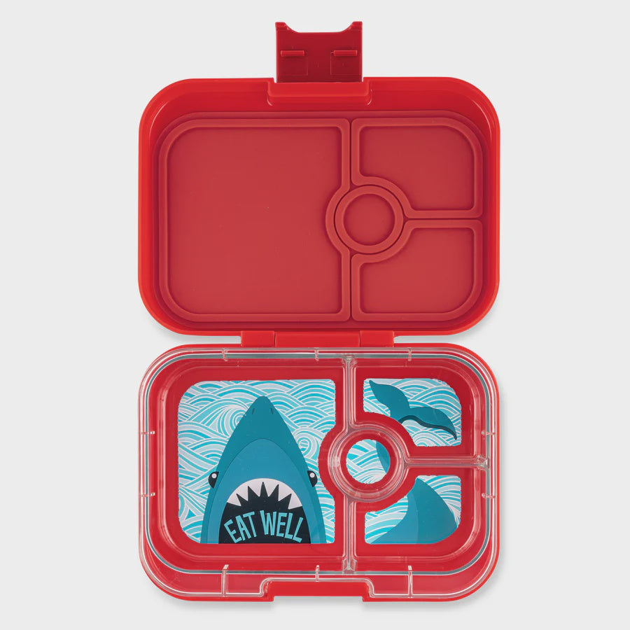 Yumbox Panino 4 Compartments - Wow Red With Shark Tray