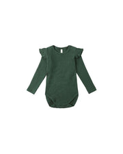 Rylee + Cru Shoulder Ruffle Bodysuit - Green